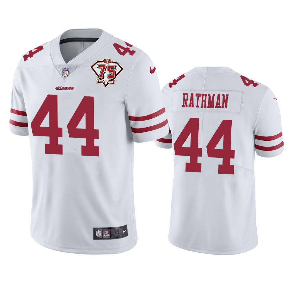 Men San Francisco 49ers #44 Tom Rathman White Nike 75th Anniversary Limited NFL Jersey
